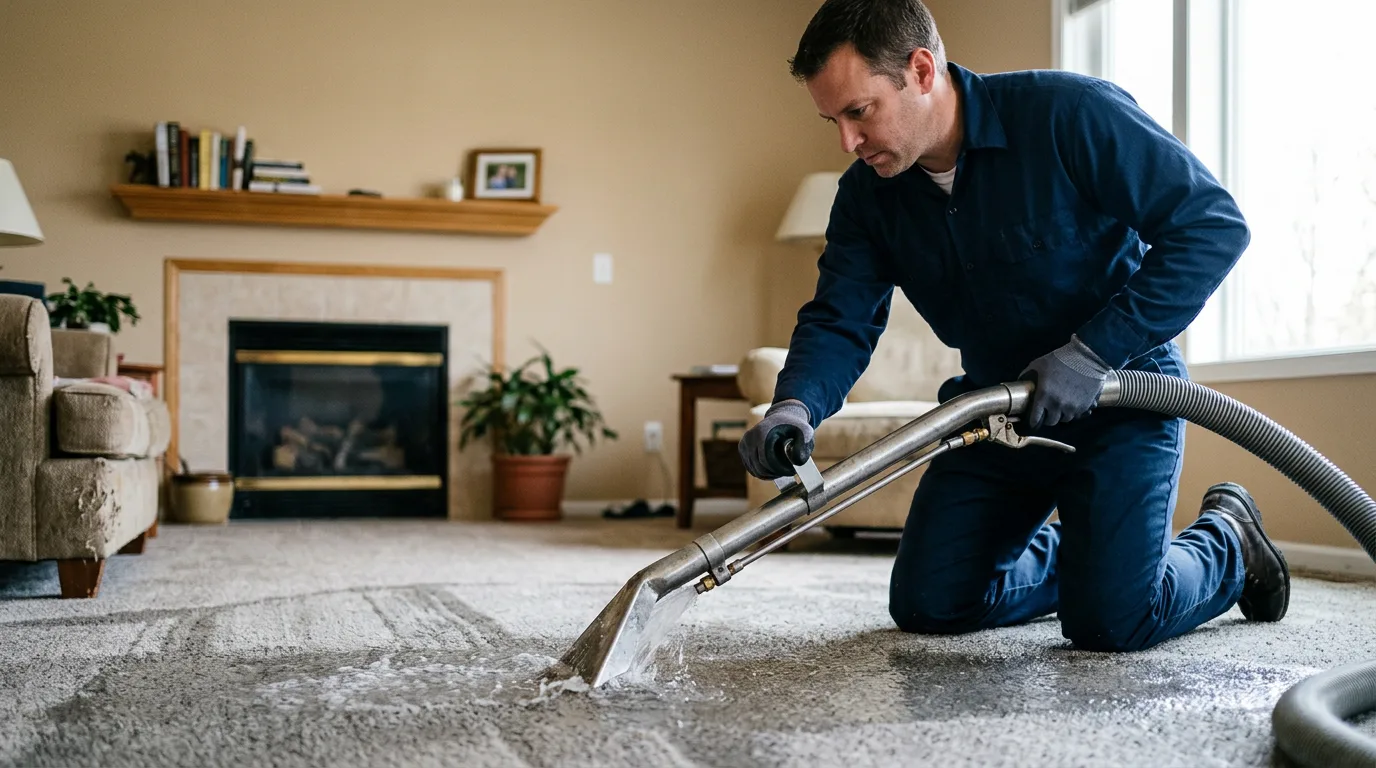 Water damage restoration technician working near Franklin, ME